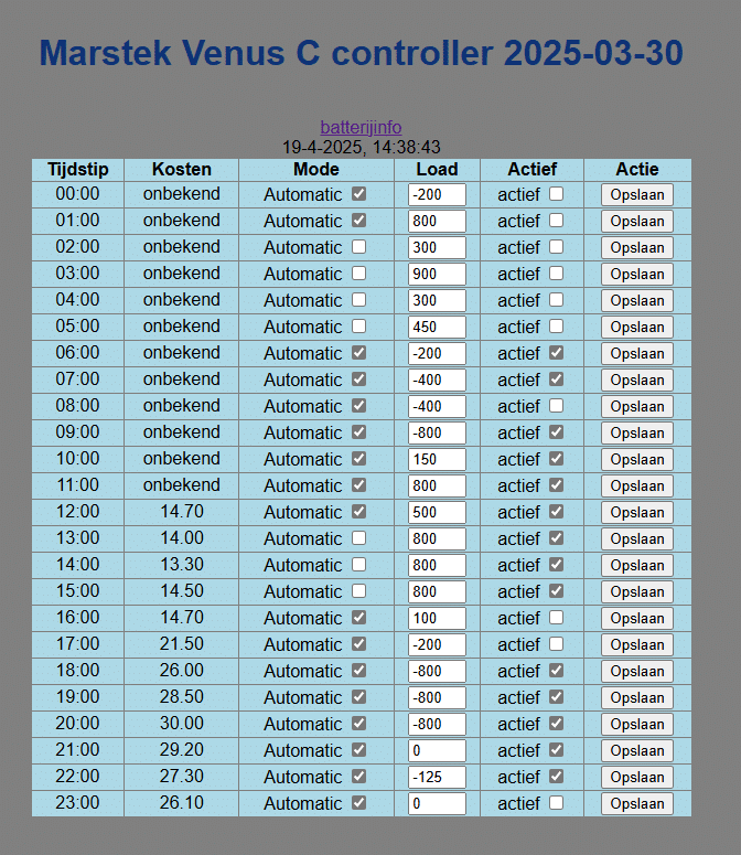 Configuratie marstek Venus batterij